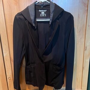 Betabrand Women's stretchy Work In It Black Blazer hoodie Jacket size medium